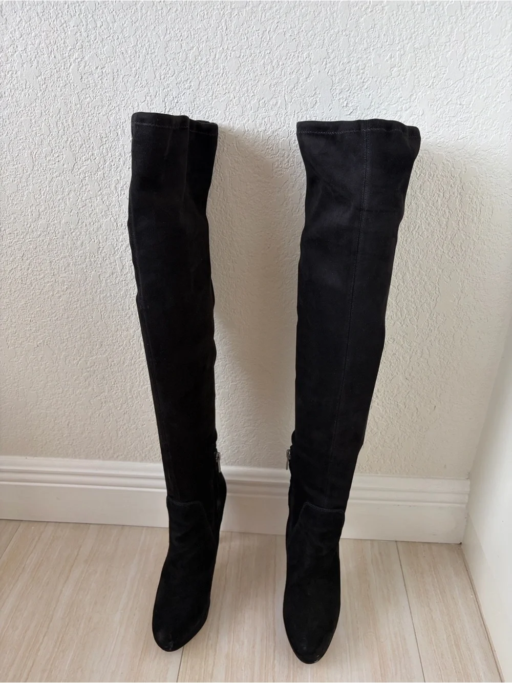 Sam Edelman Black Over-the-Knee Suede Stiletto Boot with Side Zip